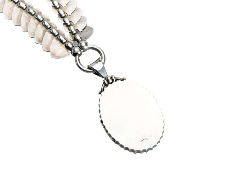 Victorian Silver Book Chain & Locket With Swallow Bird