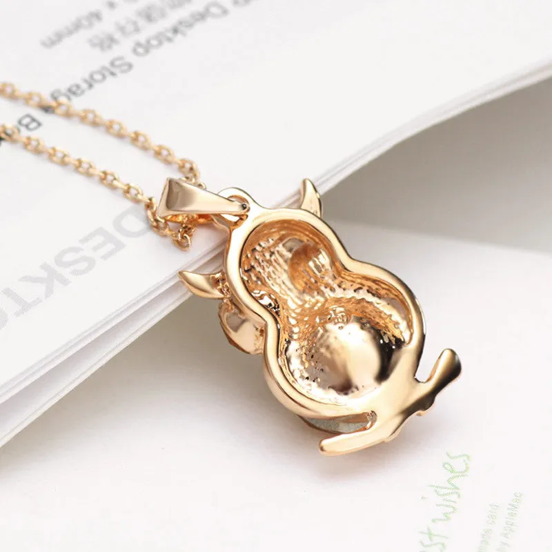 Vintage Austria Rhinestone Cute Owl Charm Necklaces & Pendants Fashion Mother Girl Gift Statement Jewelry