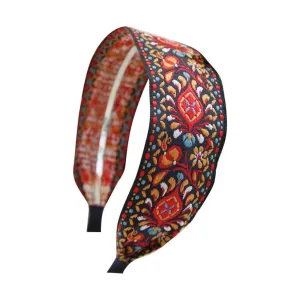 Vintage Boho Embroidery Wide Headband - Retro Ethnic Style Headdress for Women and Girls
