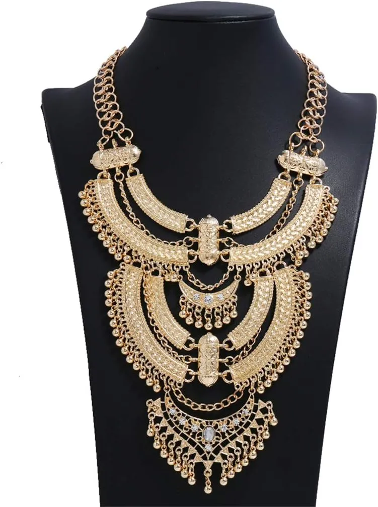 Vintage Chunky Tribal Statement Bib Boho Choker Necklaces Bohemian Jewelry