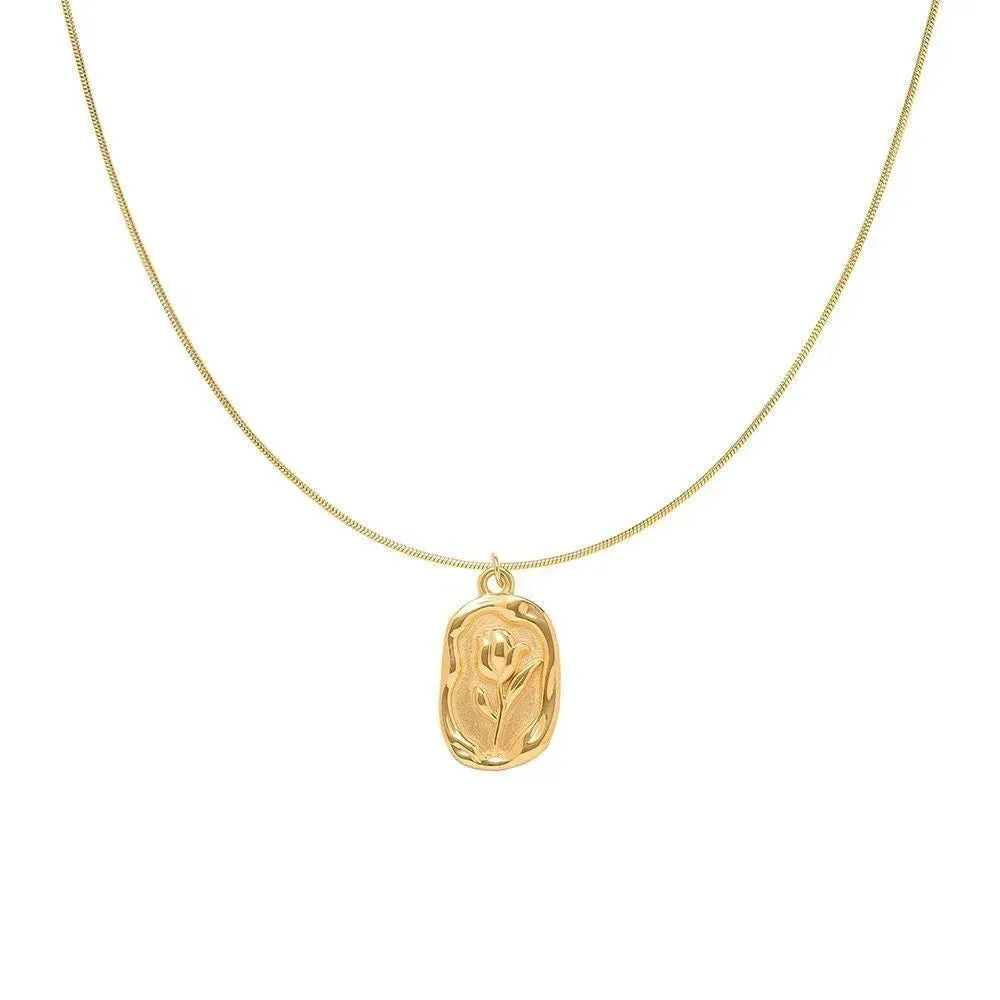 Vintage Fashion Geometric Rose Pendant Necklace For Women