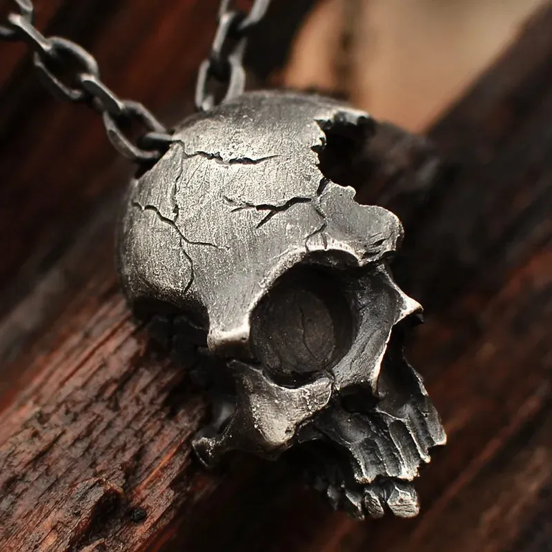 Vintage Half face Skull Necklace