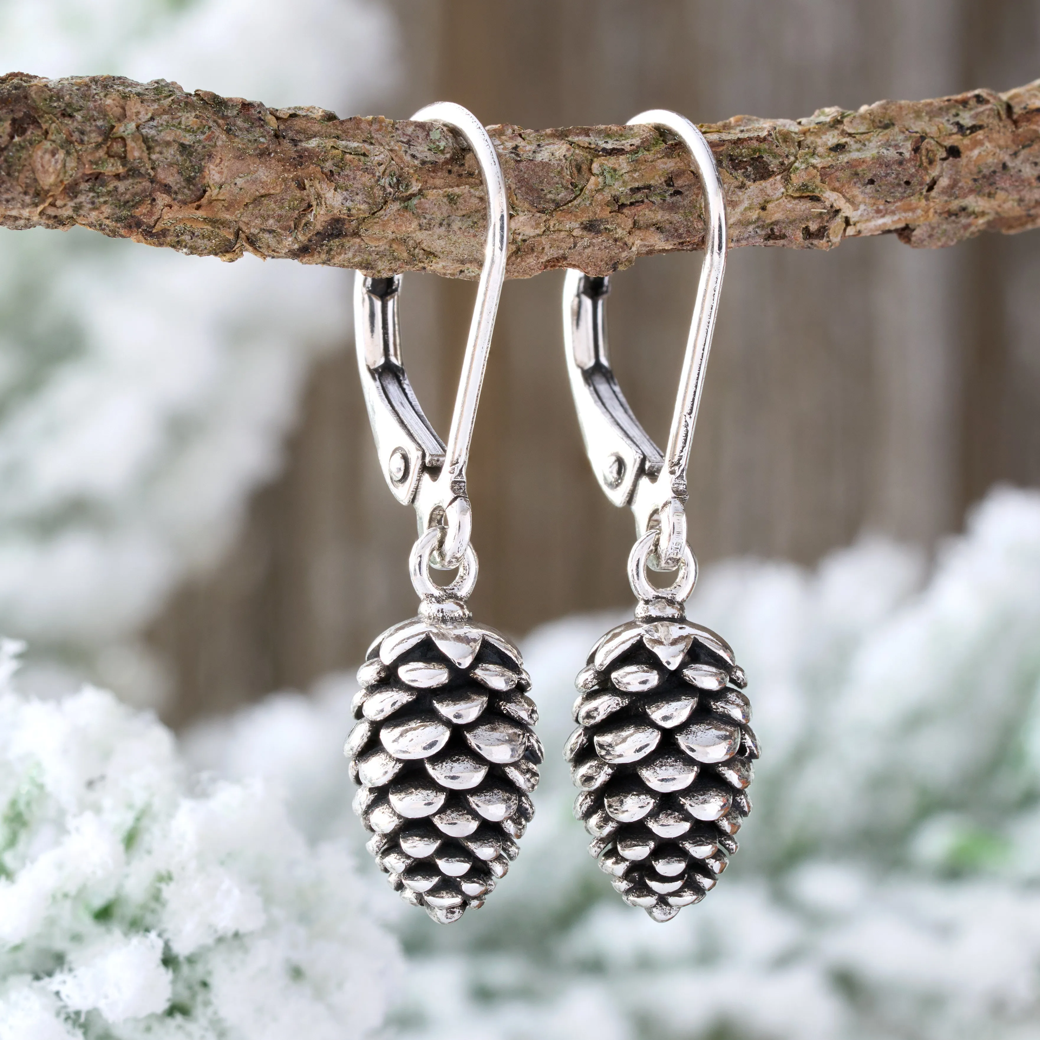 Vintage Leverback Pine Cone Earrings