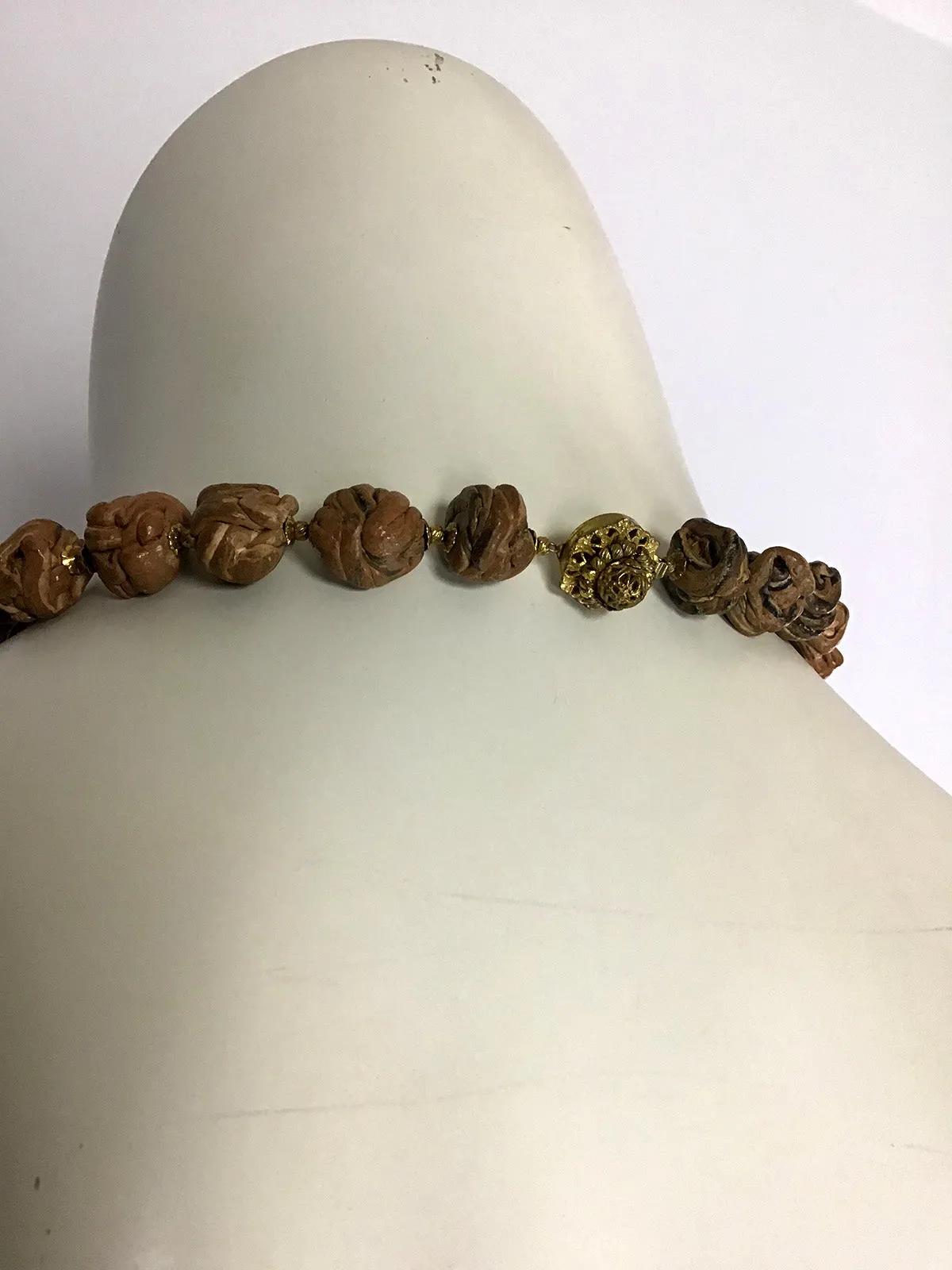 Vintage Miriam Haskell Brown Abstract Necklace