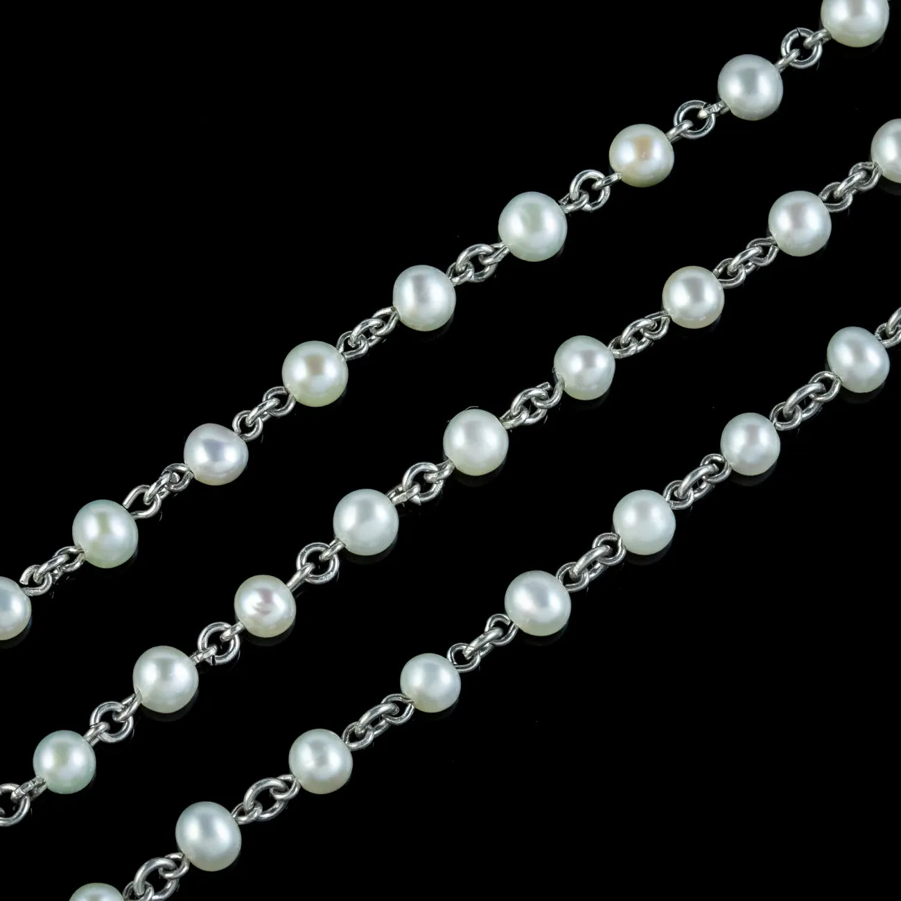 Vintage Pearl Platinum Opera Necklace
