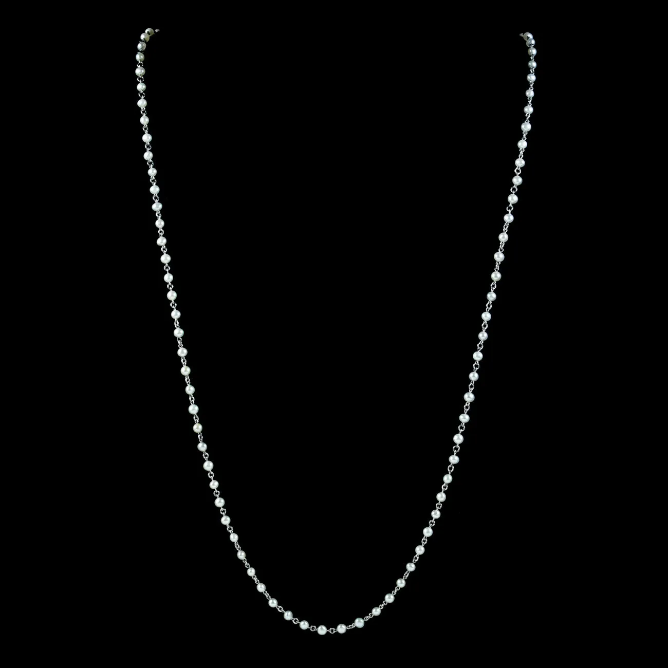 Vintage Pearl Platinum Opera Necklace