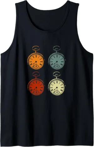 Vintage Pocket Watch Retro Clock 70s Lovers Tank Top