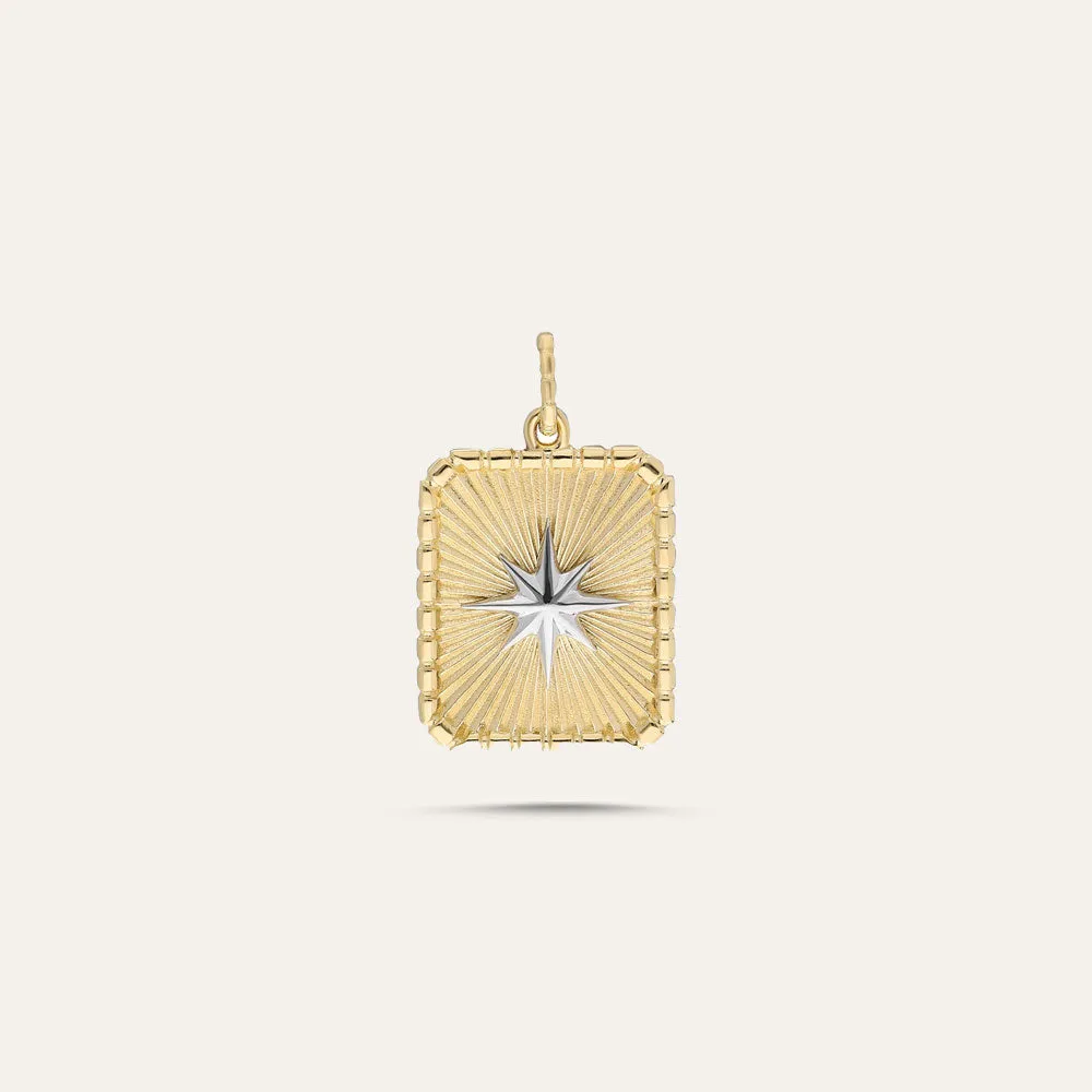 Vintage Star Embossed Rectangular Medallion