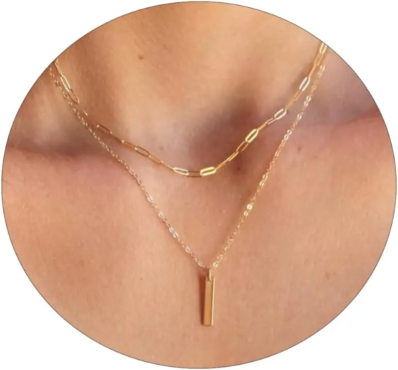 VIROMY Dainty Gold Necklaces for Women 14k Gold Plated Pendant Necklace for women Trendy Silver Long Necklace for Women Minimalist Jewelry for Women