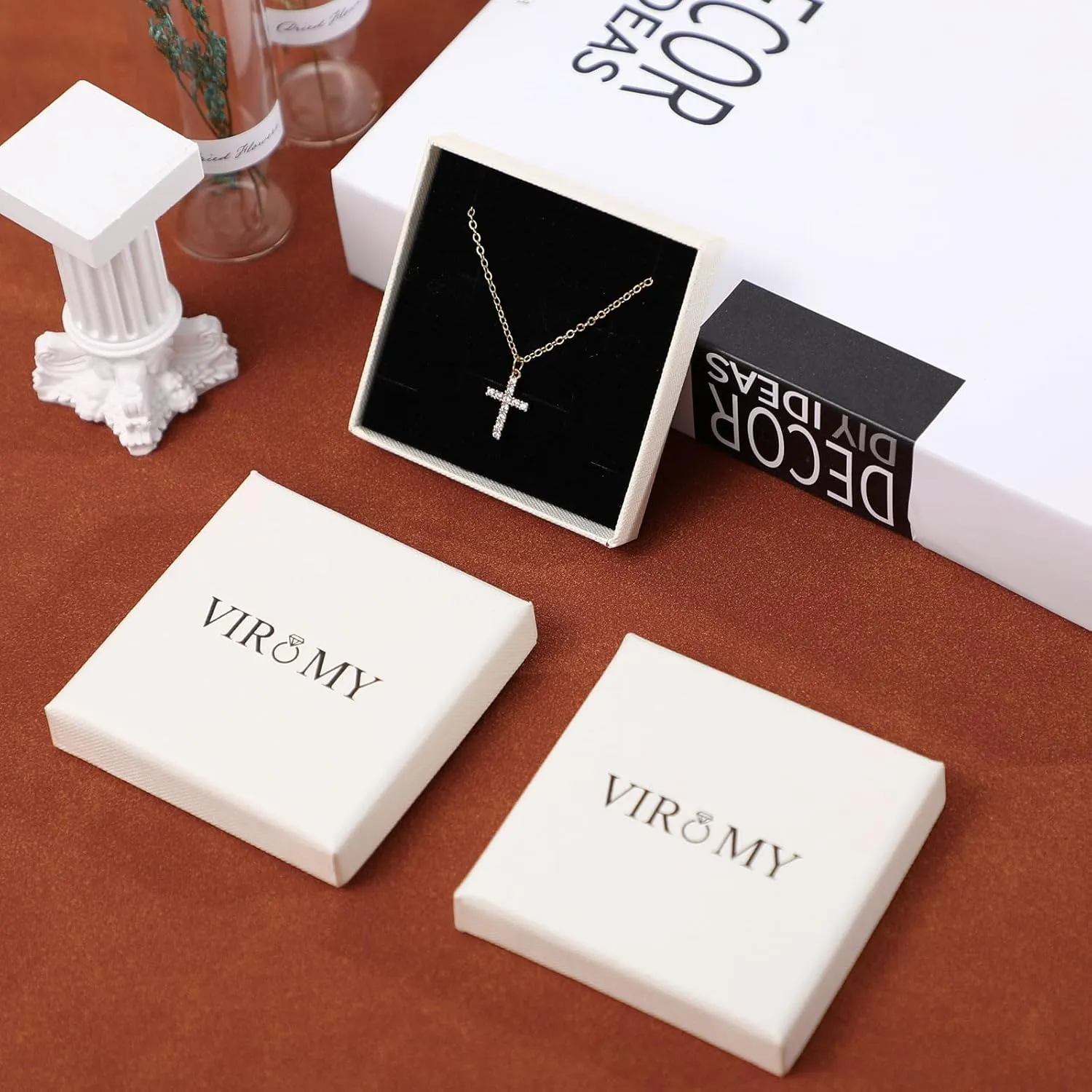 VIROMY Dainty Gold Necklaces for Women 14k Gold Plated Pendant Necklace for women Trendy Silver Long Necklace for Women Minimalist Jewelry for Women
