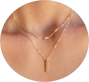 VIROMY Dainty Gold Necklaces for Women 14k Gold Plated Pendant Necklace for women Trendy Silver Long Necklace for Women Minimalist Jewelry for Women
