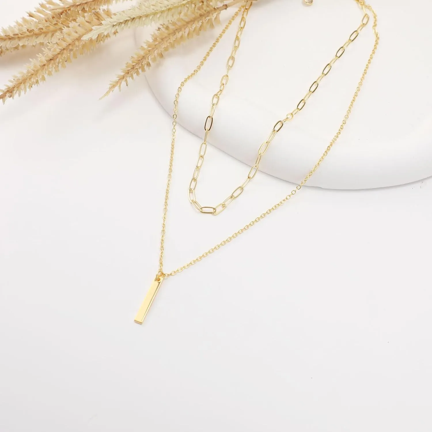 VIROMY Dainty Gold Necklaces for Women 14k Gold Plated Pendant Necklace for women Trendy Silver Long Necklace for Women Minimalist Jewelry for Women