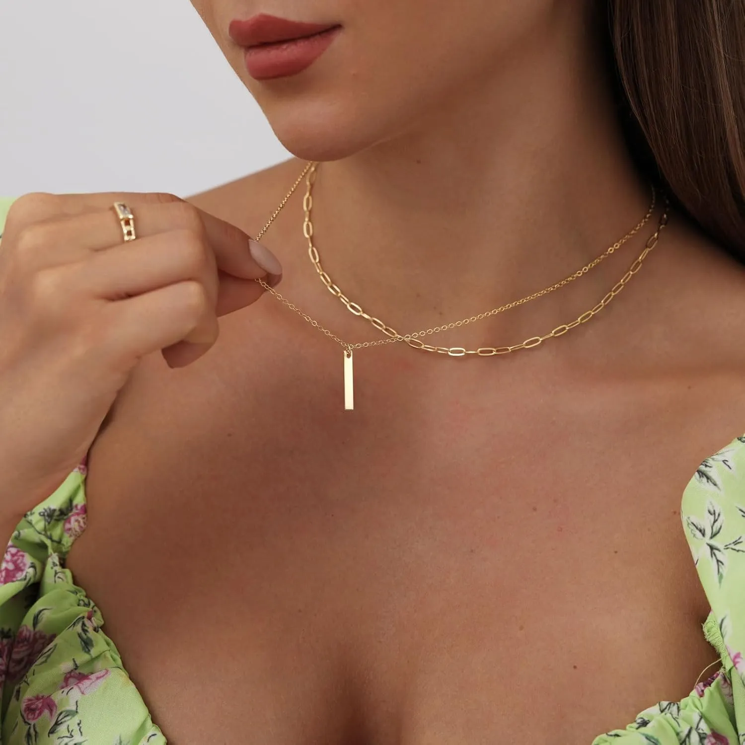 VIROMY Dainty Gold Necklaces for Women 14k Gold Plated Pendant Necklace for women Trendy Silver Long Necklace for Women Minimalist Jewelry for Women