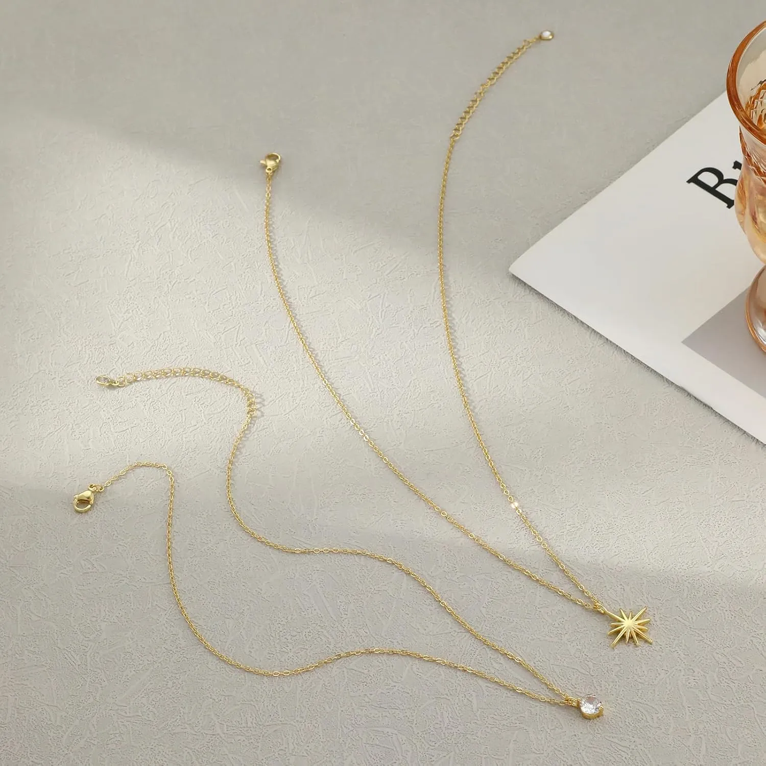 VIROMY Dainty Gold/Silver Necklaces for Women Trendy,14K Gold Plated Cubic Zirconia Diamond Pendant Choker Necklace Layered Adjustable Necklace for Women Everyday Fashion Jewelry Gifts