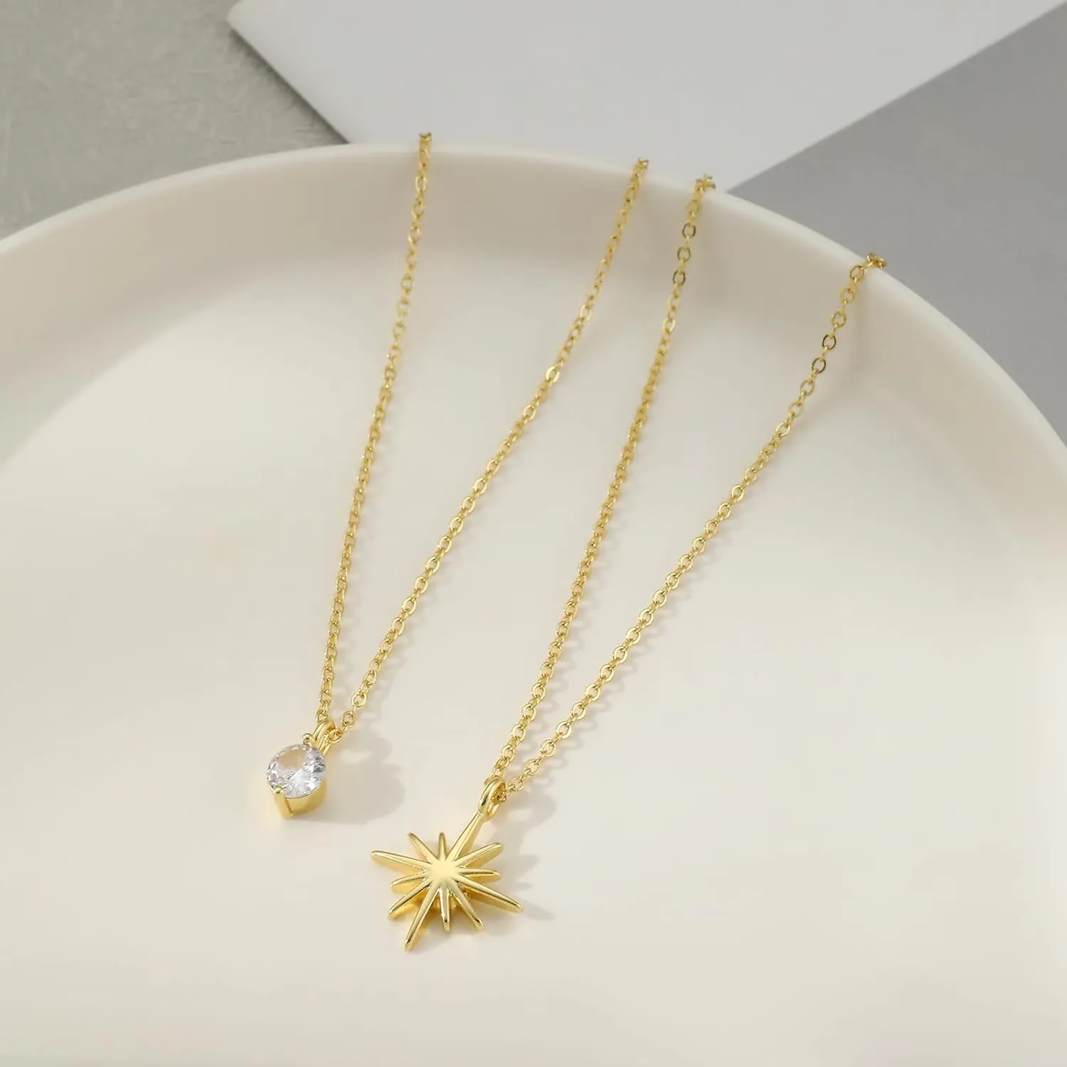 VIROMY Dainty Gold/Silver Necklaces for Women Trendy,14K Gold Plated Cubic Zirconia Diamond Pendant Choker Necklace Layered Adjustable Necklace for Women Everyday Fashion Jewelry Gifts
