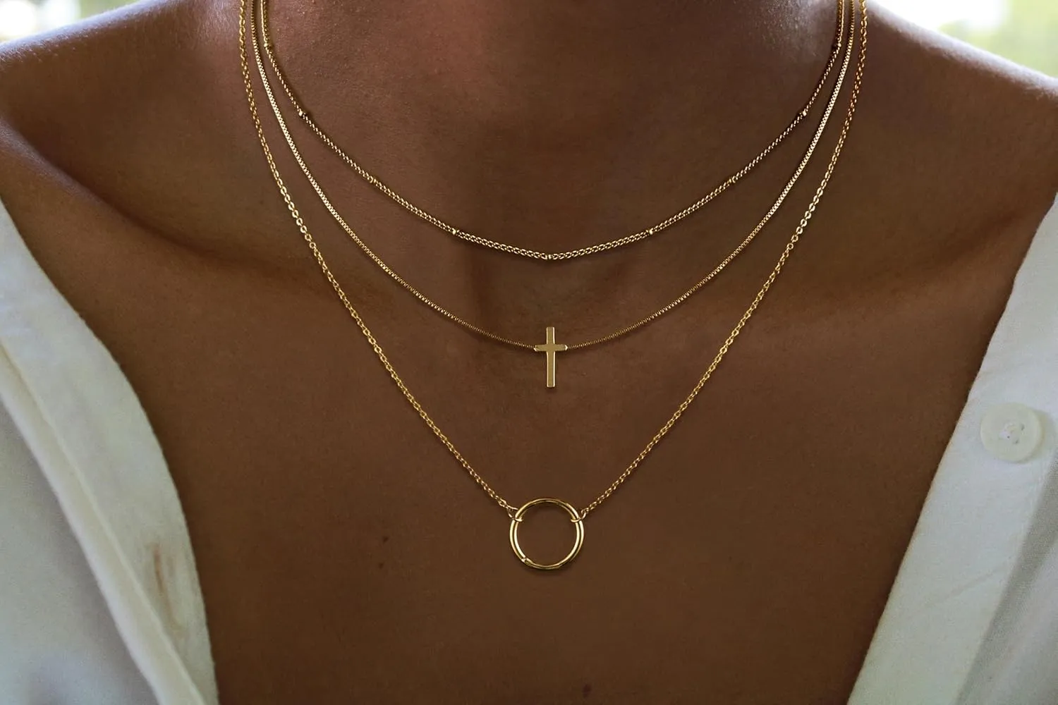 VIROMY Gold Cross Necklace for Women Dainty Diamond Cross Pendant Necklaces Non Tarnish Waterproof Necklace Simple Choker Minimalist Jewelry