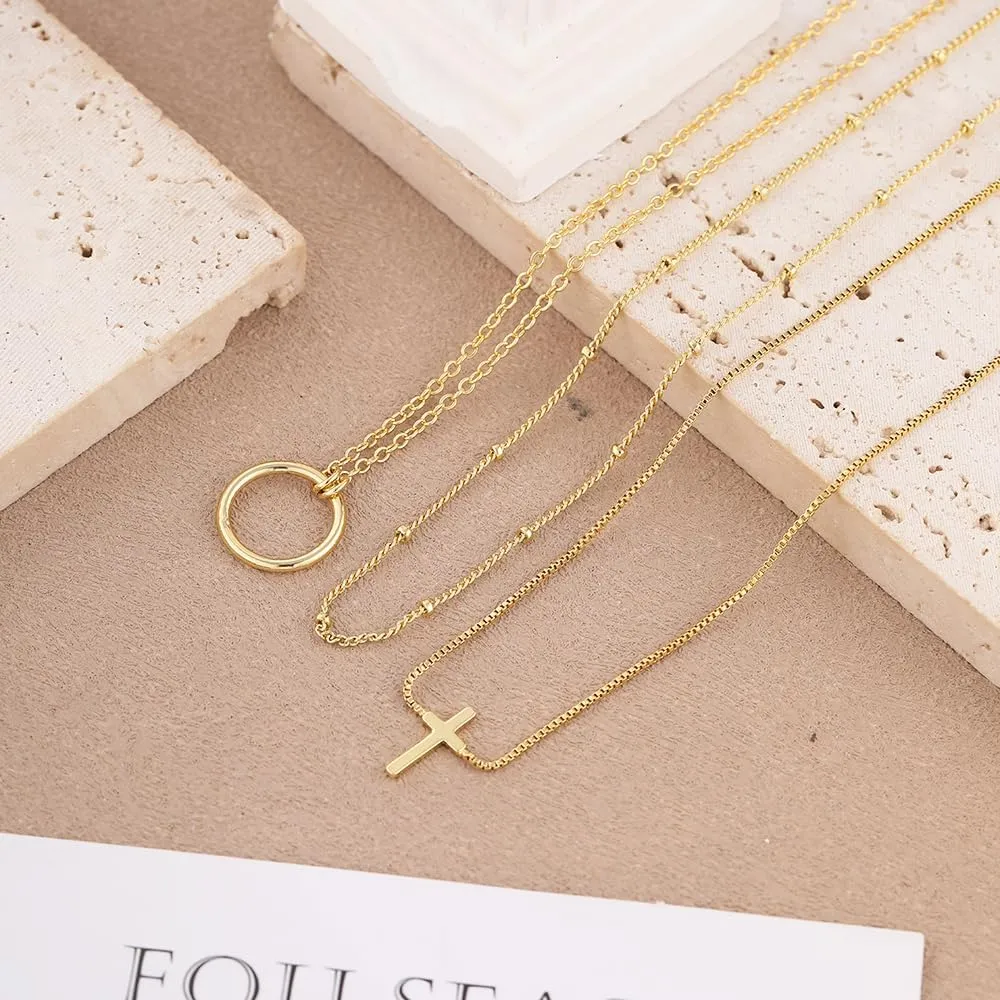 VIROMY Gold Cross Necklace for Women Dainty Diamond Cross Pendant Necklaces Non Tarnish Waterproof Necklace Simple Choker Minimalist Jewelry