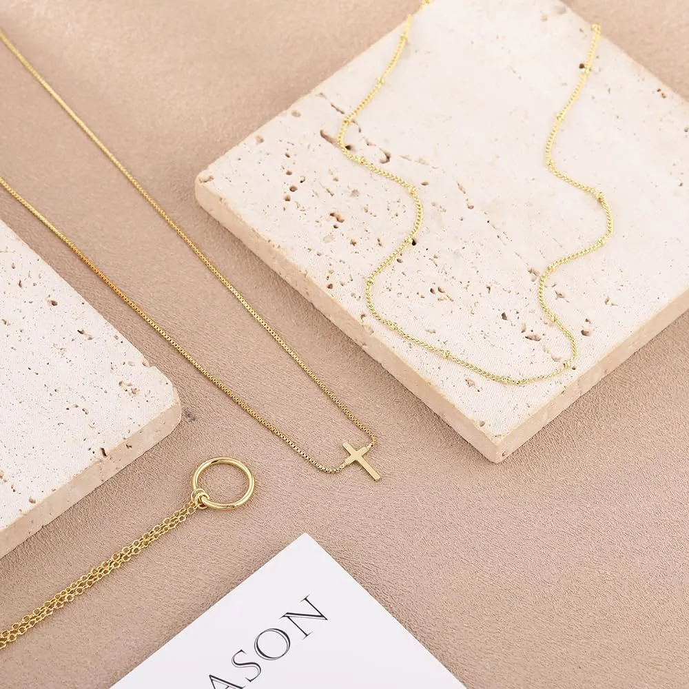 VIROMY Gold Cross Necklace for Women Dainty Diamond Cross Pendant Necklaces Non Tarnish Waterproof Necklace Simple Choker Minimalist Jewelry