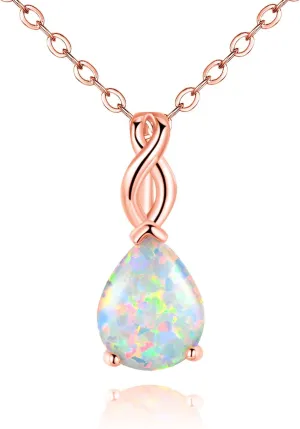VOLUKA White Fire Opal Pendant Necklace for Women Gemstone Birthstone Jewelry Gifts for Girls …
