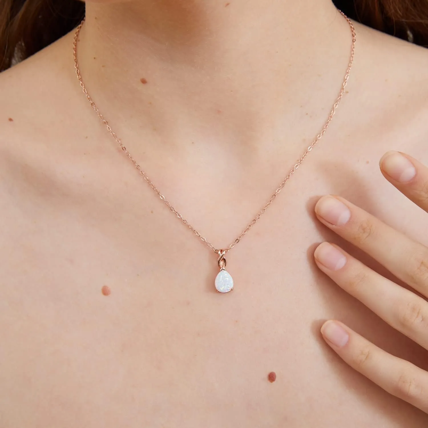 VOLUKA White Fire Opal Pendant Necklace for Women Gemstone Birthstone Jewelry Gifts for Girls …