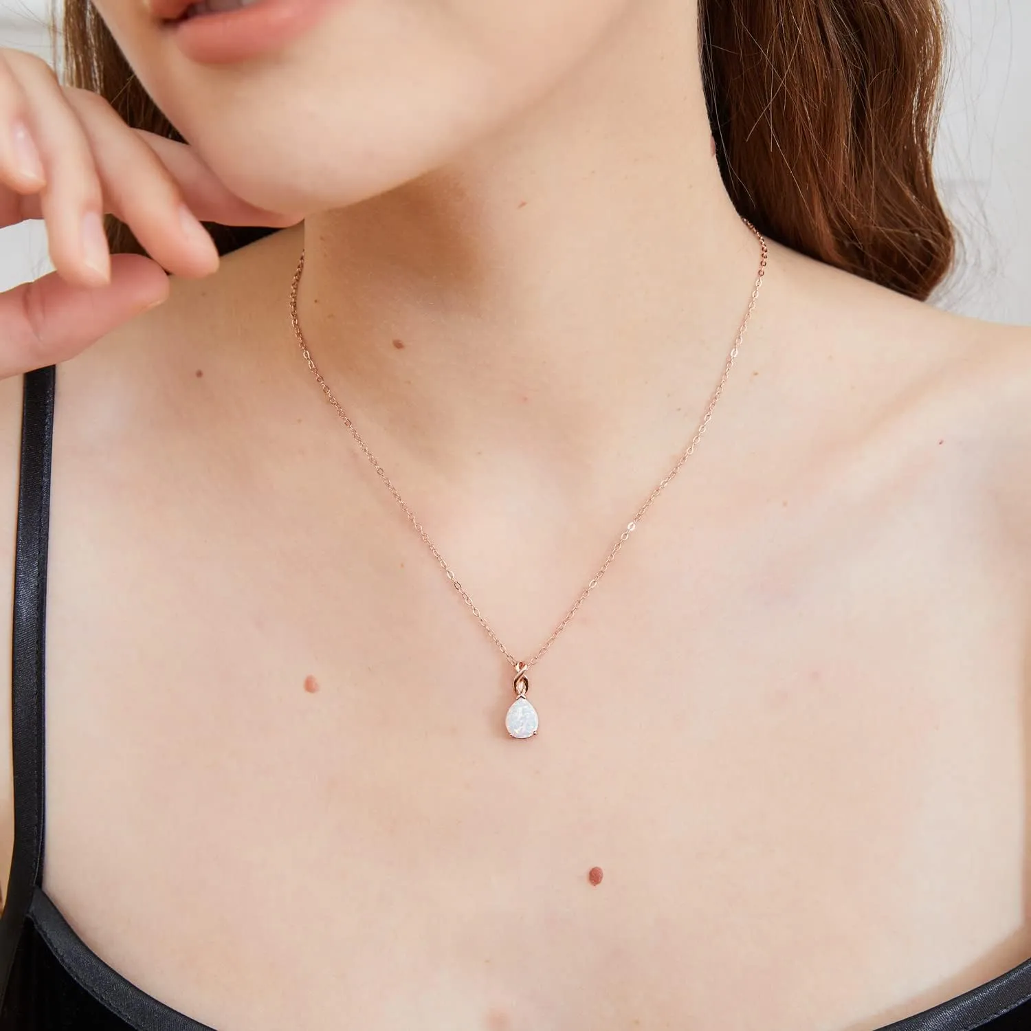 VOLUKA White Fire Opal Pendant Necklace for Women Gemstone Birthstone Jewelry Gifts for Girls …