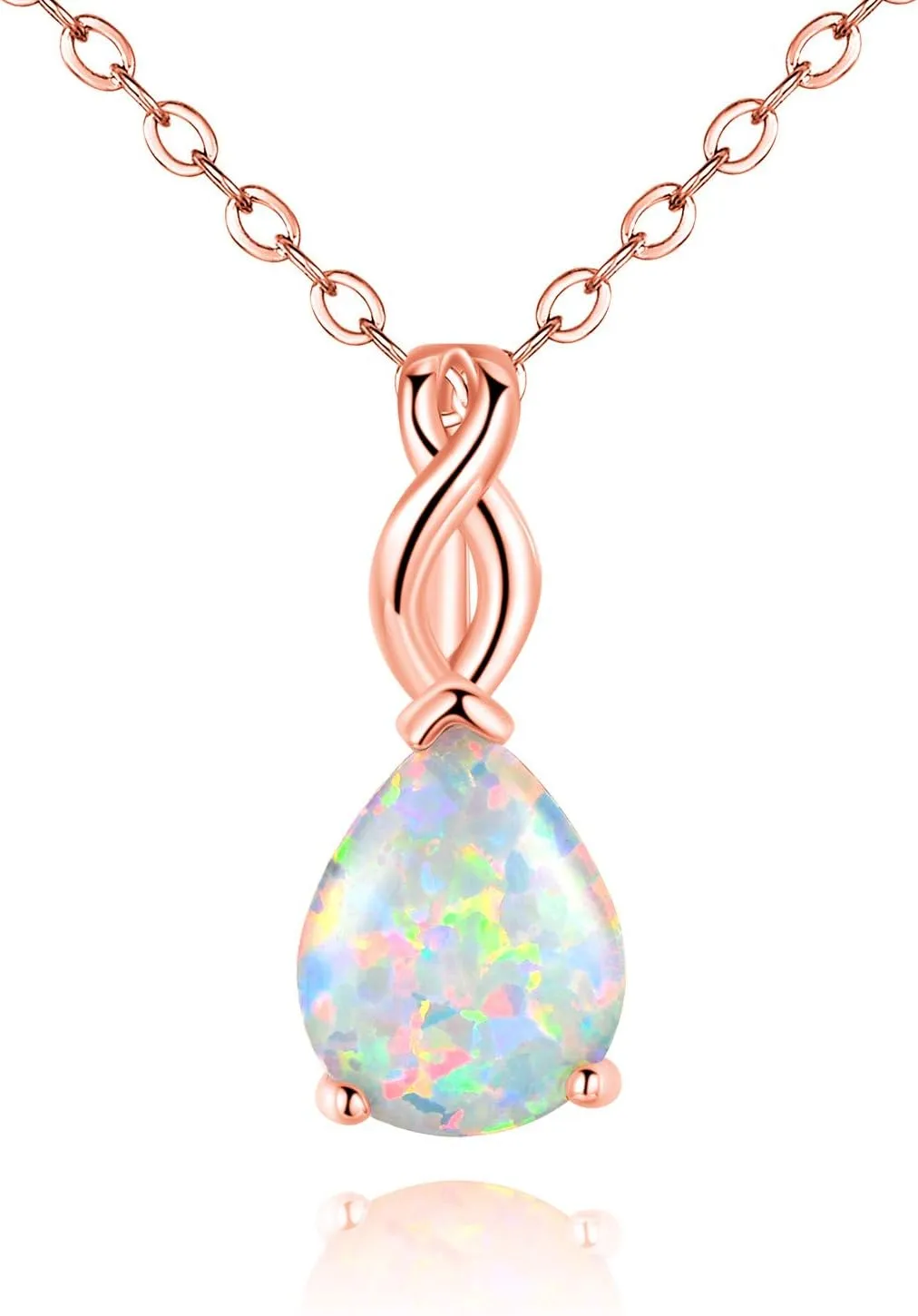 VOLUKA White Fire Opal Pendant Necklace for Women Gemstone Birthstone Jewelry Gifts for Girls …