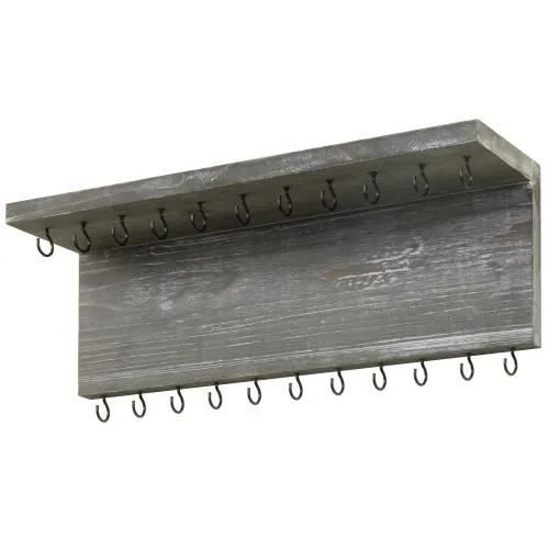 Wall Mounted Gray Wood Jewelry Organizer Shelf