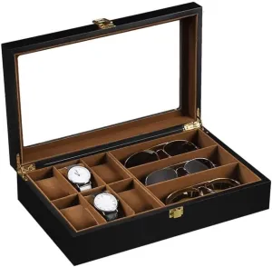 Watch Box Single For Men And Women Watch Display Holder Clear Lid 6 Grids Watch Box 3 Pieces Eyeglasses Storage Eyewear Display Holder Case Luxury Watch Case Display Organizer