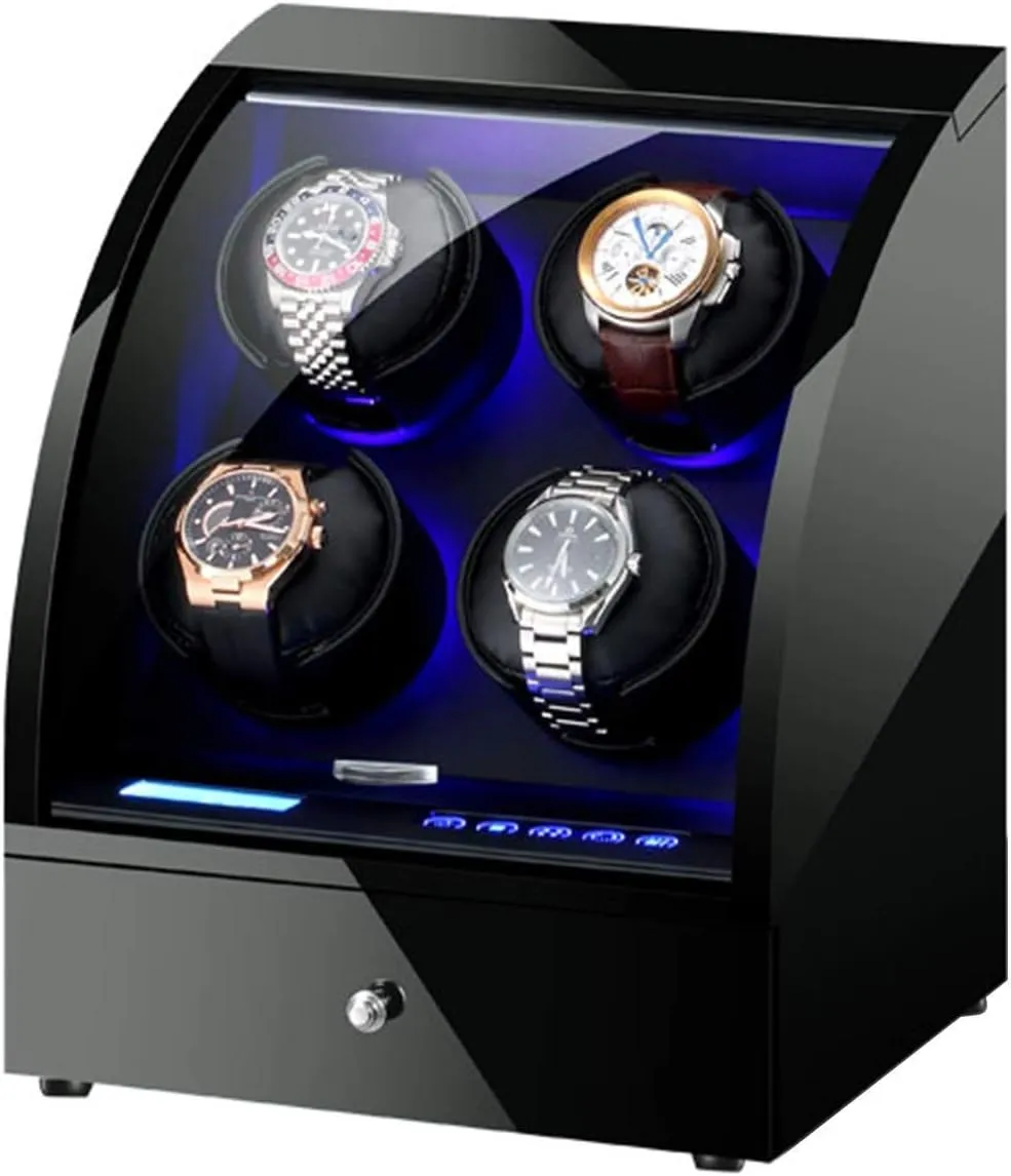 Watch Winder Automatic Watch Winder Box Wooden Storage Case with Remote Control LCD Touch Screen Soft Leather Watch Pillows Watch Winder Display Watch Box Watch