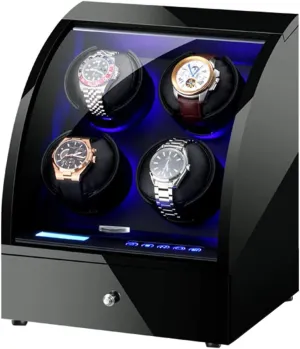 Watch Winder Automatic Watch Winder Box Wooden Storage Case with Remote Control LCD Touch Screen Soft Leather Watch Pillows Watch Winder Display Watch Box Watch