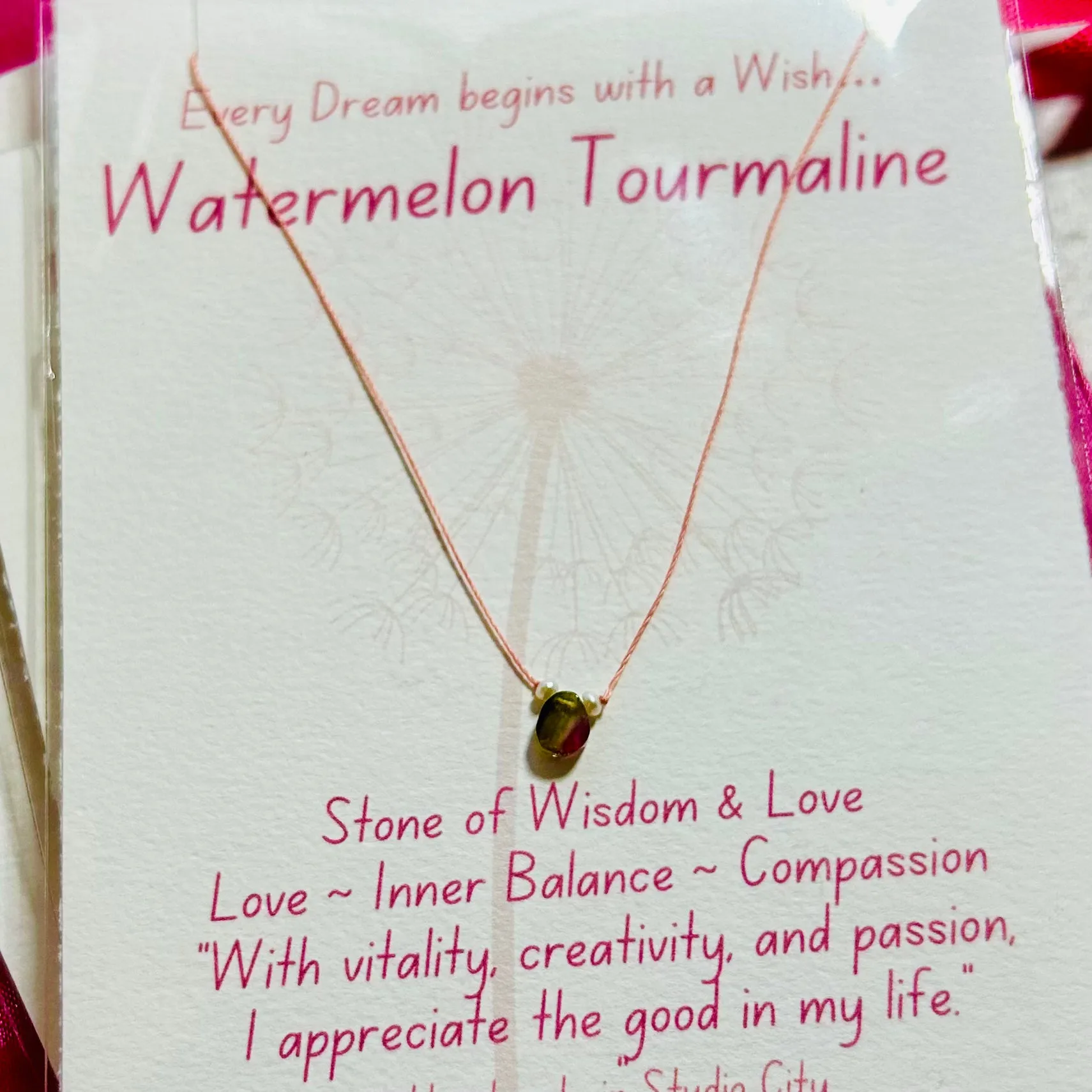 Watermelon Tourmaline Wish Necklace