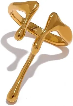 Waterproof Stainless Steel Personality Geometric Golden Ring Minimalist Metal Jewelry Gift