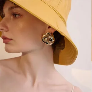 WCRAZYE Gold Statement Geometric Earrings for Women Minimalist Drop Statement Earrings Chunky Gold Knot Link Geometric Earrings Fashion Link Earring Jewelry Gifts
