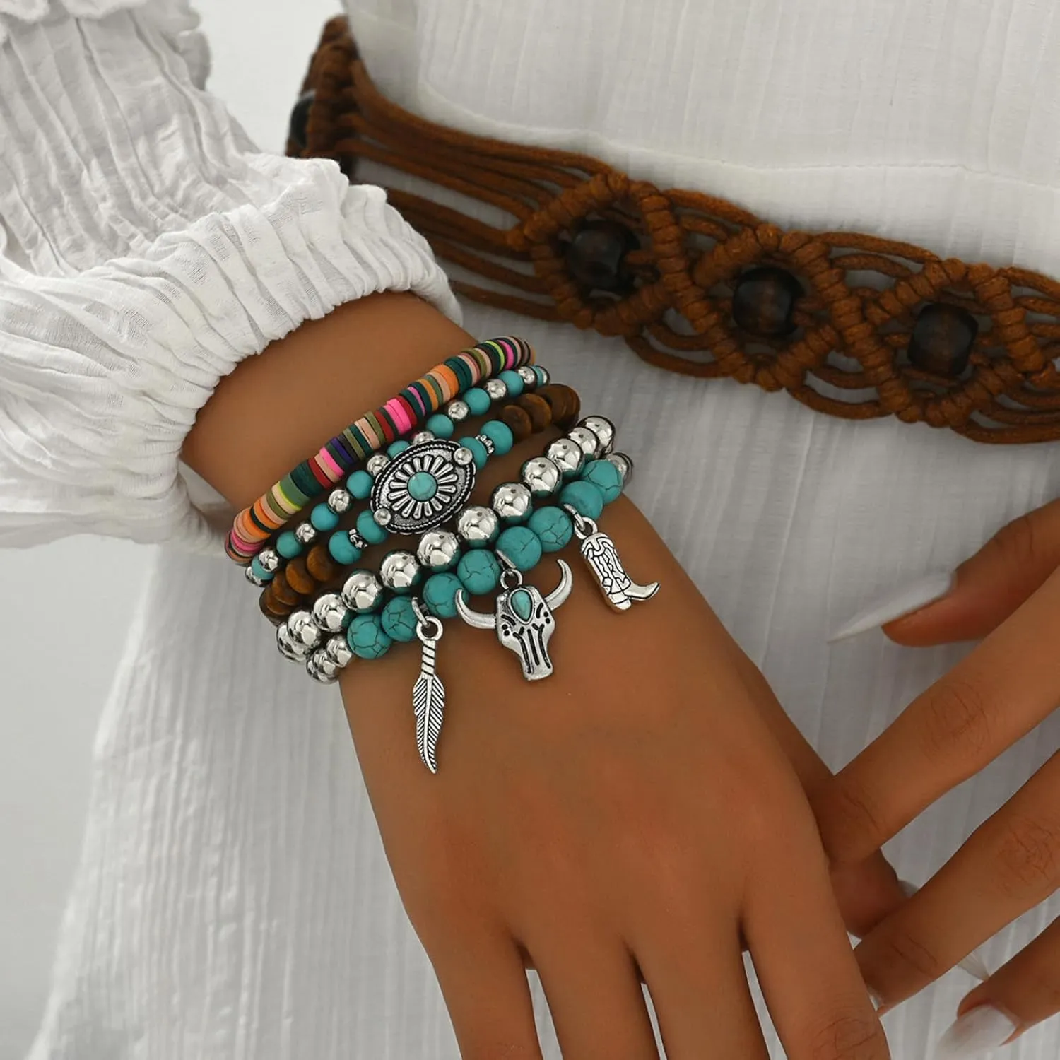 Western Bracelets for Women Turquoise Beaded Bracelet Turquoise Western Jewelry Outfit Dress Trendy Bracelets for Women 2025