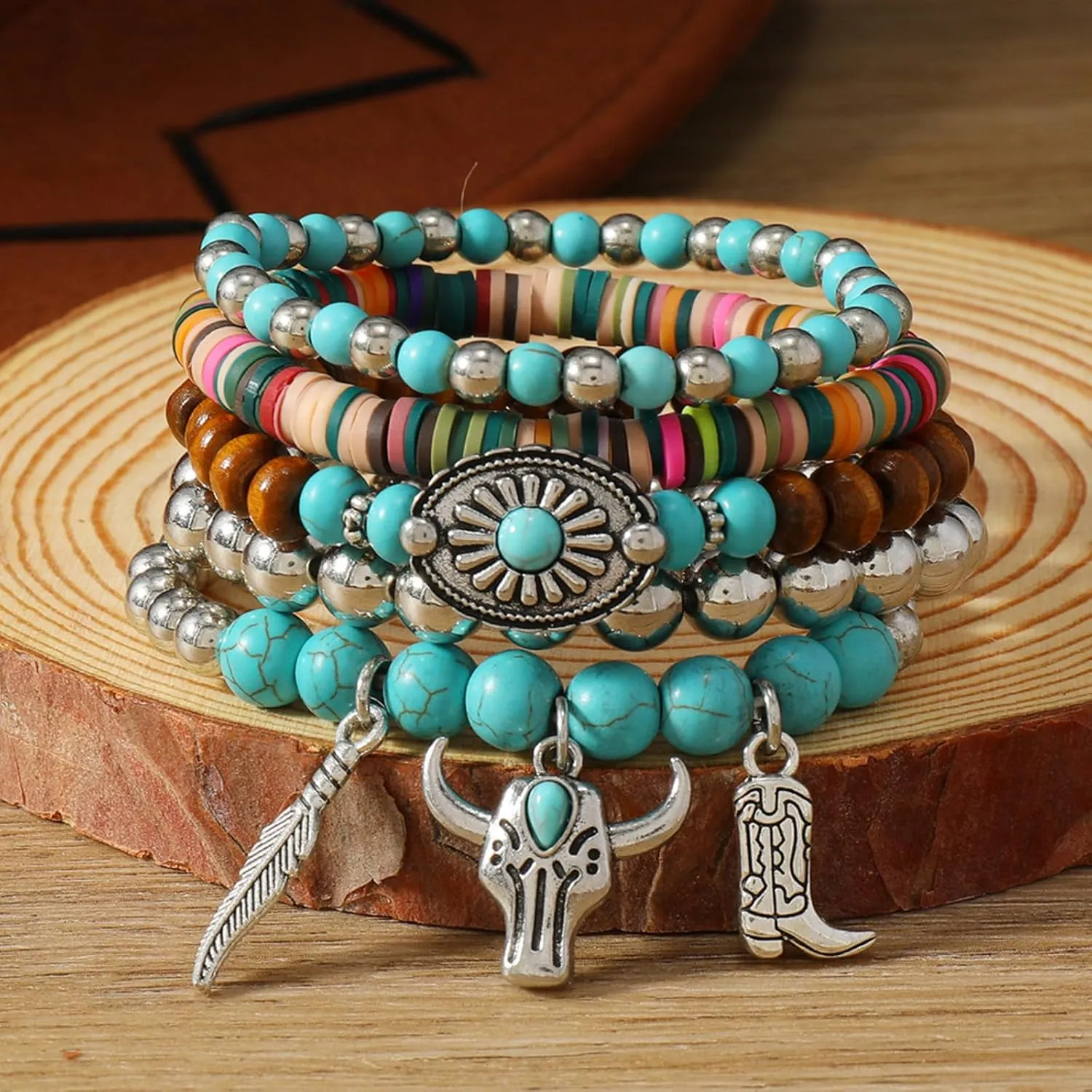 Western Bracelets for Women Turquoise Beaded Bracelet Turquoise Western Jewelry Outfit Dress Trendy Bracelets for Women 2025