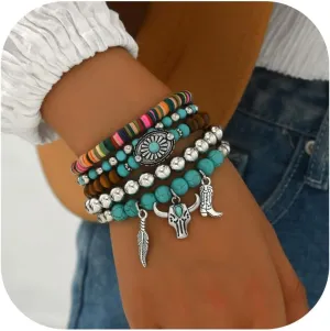 Western Bracelets for Women Turquoise Beaded Bracelet Turquoise Western Jewelry Outfit Dress Trendy Bracelets for Women 2025