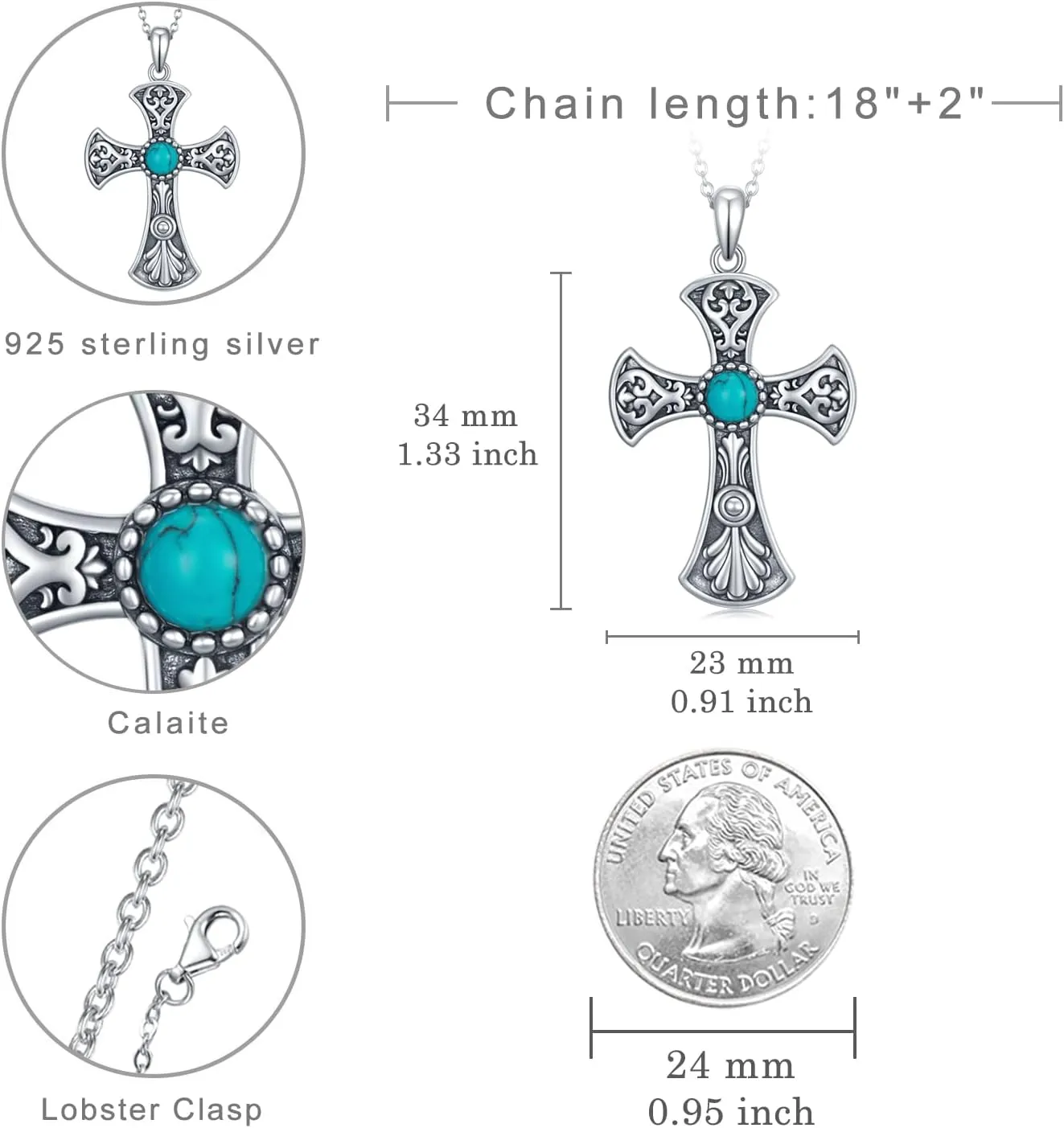 Western Turquoise Necklace 925 Sterling Silver Turquoise Cross/Dragonfly/Cow Tap/Butterfly/Hummingbird/Snake/Horseshoe Pendant Necklaces Turquoise Jewelry Gifts for Women Men