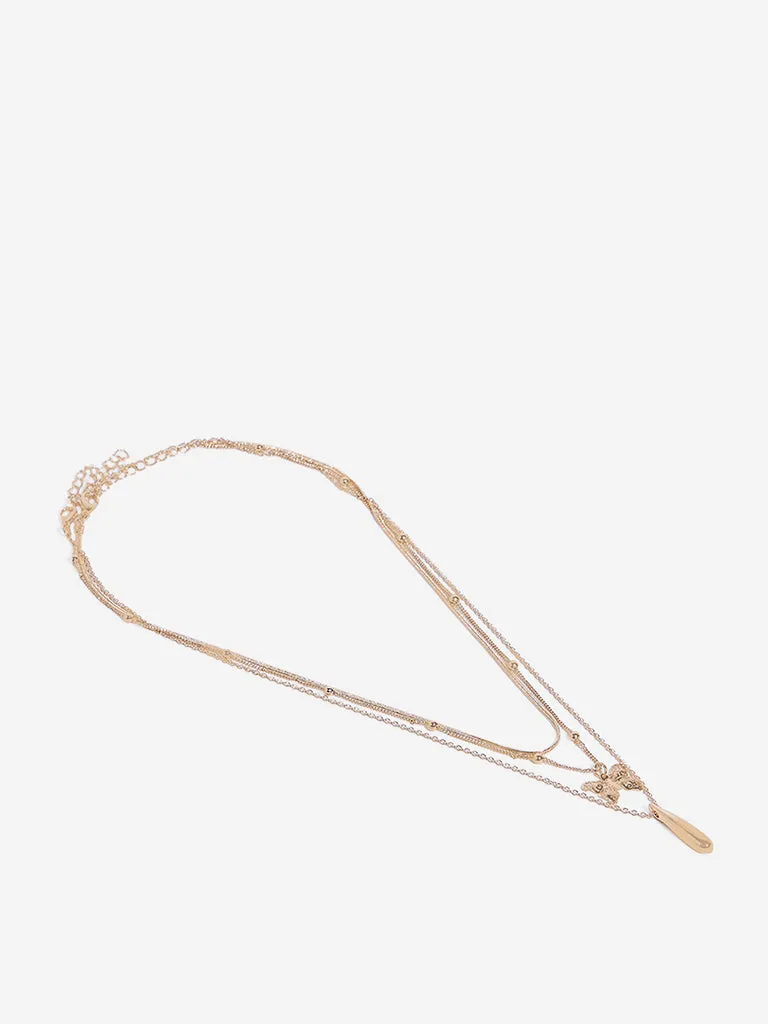 Westside Accessories Gold Heart and Butterfly Embellished Necklace - Pack of 2