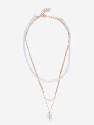 Westside Accessories Gold Pearl and Snake Chain Necklace - Pack of 2