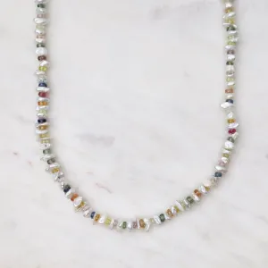 White Pearl & Multi-Color Sapphire Necklace