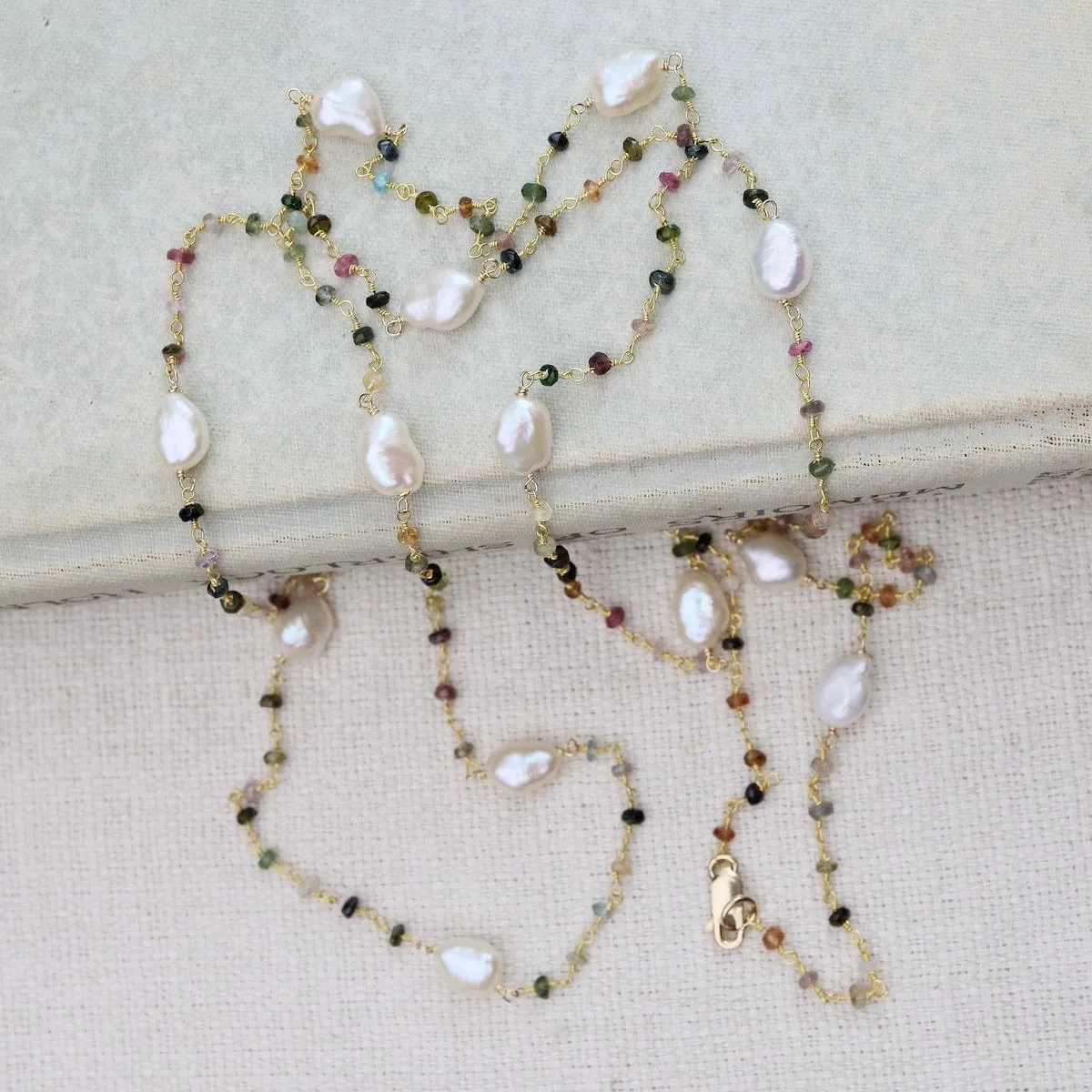 White Pearl &  Tourmaline Necklace