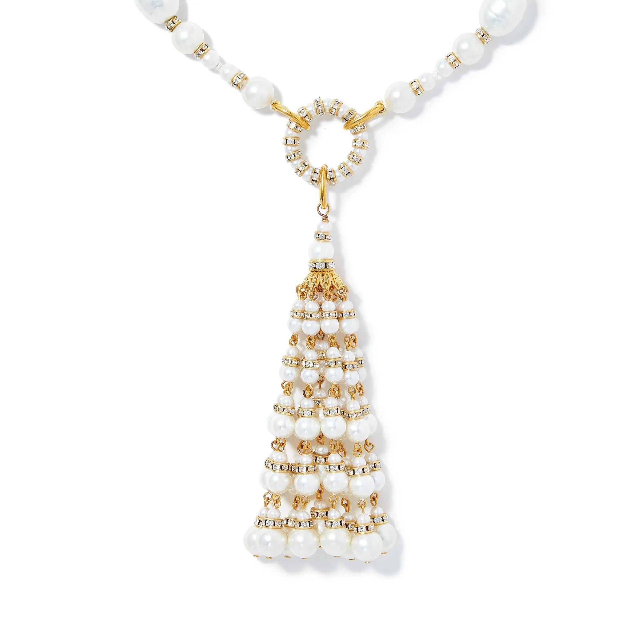 White Pearl Tassel Necklace