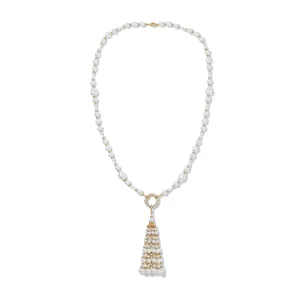 White Pearl Tassel Necklace