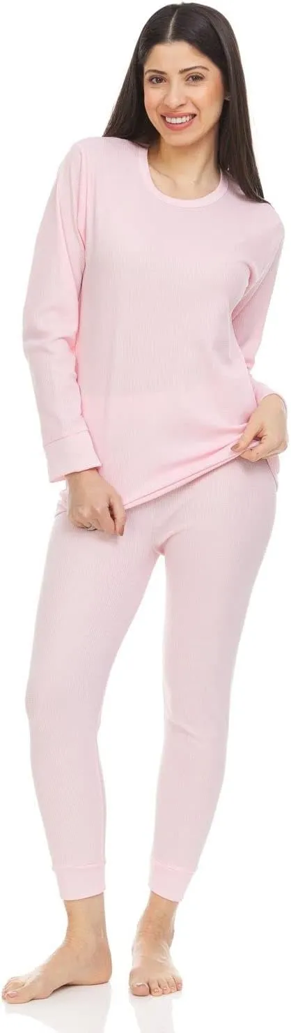 Wholesale Bulk 2pc Thermal Sets for Woman, Base Layer Long Johns Underwear, Top & Bottom, Cotton, Solid Colors