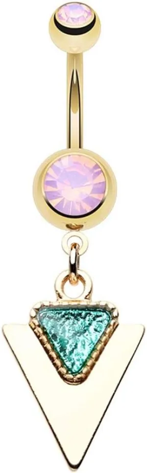WILDKLASS Golden Geometric Triangle Dangle Belly Button Ring