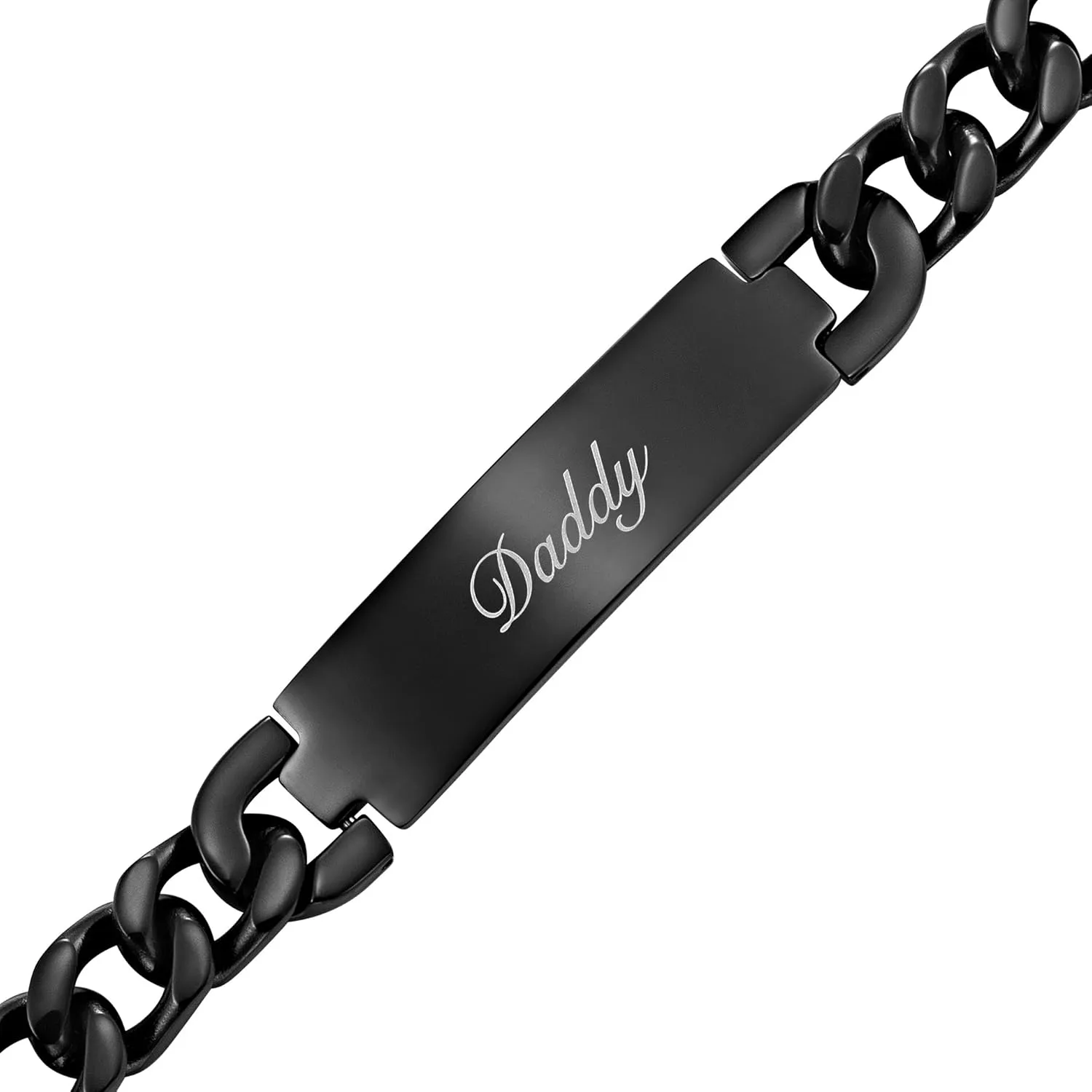 Willis Judd Men's Daddy Stainless Steel ID Curb Link Bracelet Engraved Love You Daddy