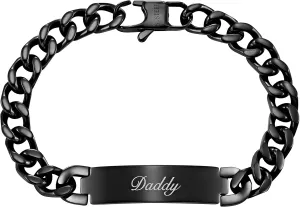 Willis Judd Men's Daddy Stainless Steel ID Curb Link Bracelet Engraved Love You Daddy