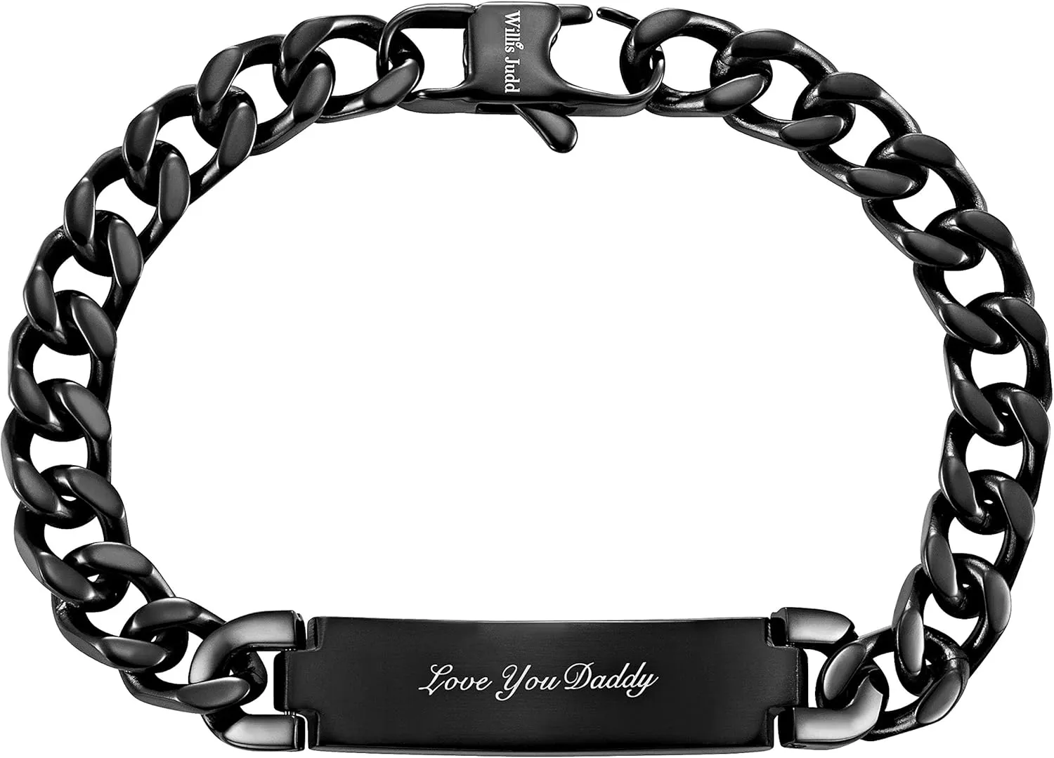 Willis Judd Men's Daddy Stainless Steel ID Curb Link Bracelet Engraved Love You Daddy