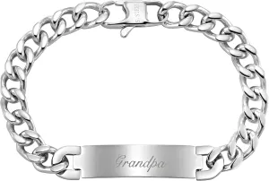 Willis Judd Men's Grandpa Stainless Steel ID Curb Link Bracelet Engraved Love You Grandpa