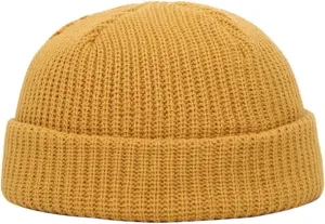 Winter Trawler Watch Hat Knit Cuff Roll up Edge Cap Knit Cuff Short Fisherman Warm Hats for Men Women